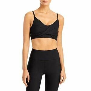 MSRP $48 Aqua Athletic Women s Twist Detail Bra Black Size Large